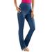 Plus Size Women's Straight-Leg Comfort Stretch Jean by Denim 24/7 in Medium Stonewash Sanded (Size 12 WP)