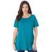 Plus Size Women's Swing Ultimate Tee with Keyhole Back by Roaman's in Deep Turquoise (Size 2X) Short Sleeve T-Shirt