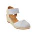 Wide Width Women's The Abra Espadrille by Comfortview in White Metallic (Size 12 W)