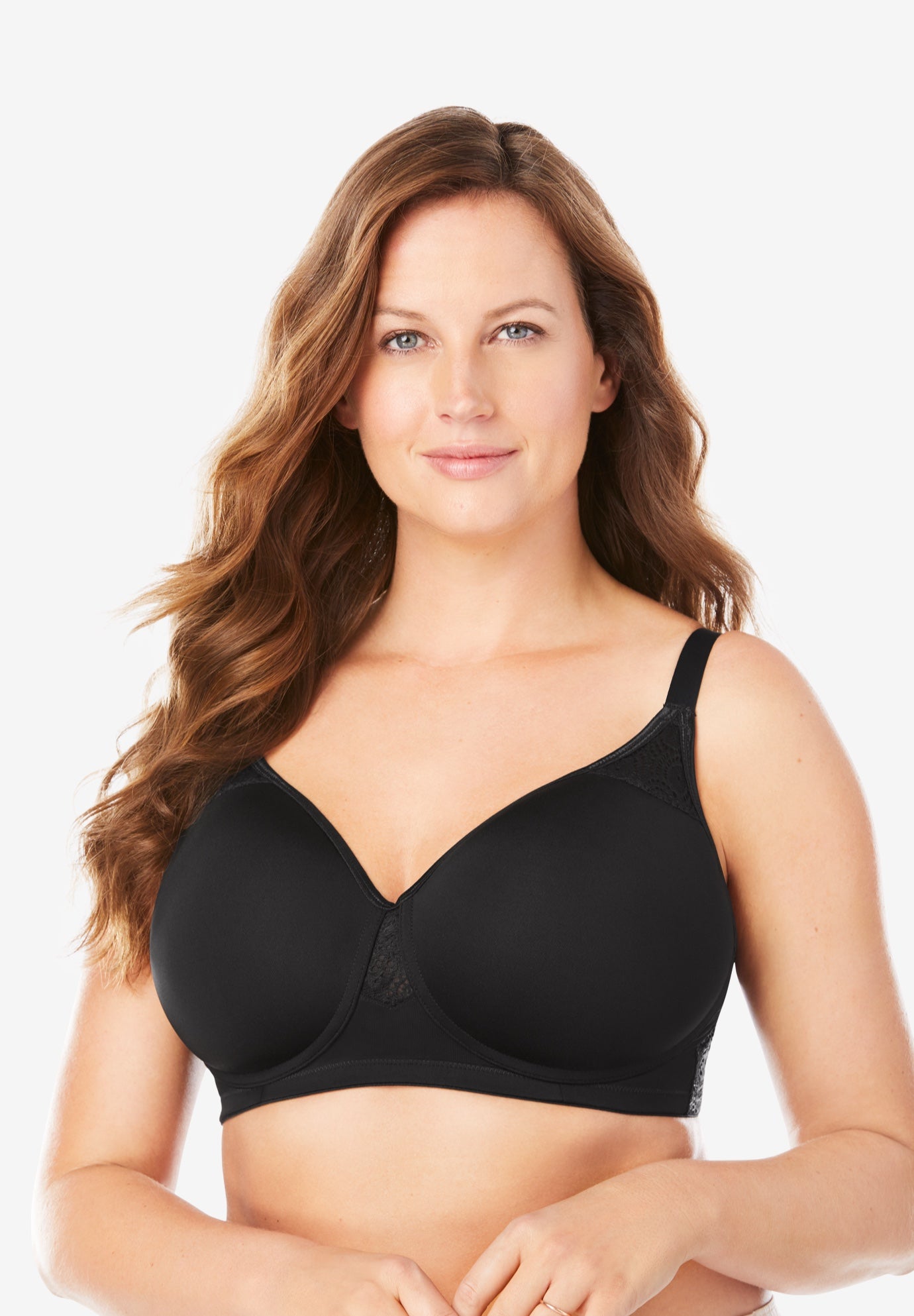 Plus Size Women's Stay-Cool Wireless Wicking T-Shirt Bra by Comfort Choice in Black (Size 50 C)