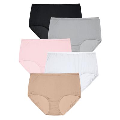 Plus Size Women's Full Coverage Nylon Brief 5-Pack by Comfort Choice in Basic Pack (Size 8) Underwear