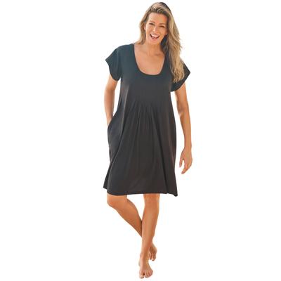 Plus Size Women's Box-Pleat Cover Up by Swim 365 in Black (Size 14/16) Swimsuit Cover Up