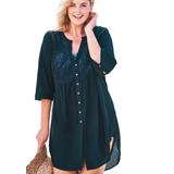 Plus Size Women's Crochet-Front Cover Up by Swim 365 in Black (Size 22) Swimsuit Cover Up