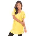 Plus Size Women's Short-Sleeve V-Neck Ultimate Tunic by Roaman's in Lemon Mist (Size 3X) Long T-Shirt Tee