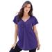 Plus Size Women's Flutter-Sleeve Sweetheart Ultimate Tee by Roaman's in Midnight Violet (Size 22/24) Long T-Shirt Top