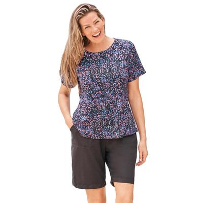 Plus Size Women's The Swim Tee by Swim 365 in Black Confetti (Size 14/16) Rash Guard