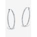 Women's Platinum & Sterling Silver Hoop Earrings with Diamond Accent by PalmBeach Jewelry in White