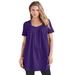 Plus Size Women's Pleatneck Ultimate Tunic by Roaman's in Midnight Violet (Size 1X) Long Shirt