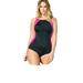Plus Size Women's Colorblock One-Piece Swimsuit with Shelf Bra by Swim 365 in Black Fuchsia (Size 28)
