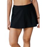 Plus Size Women's A-Line Swim Skirt with Built-In Brief by Swim 365 in Black (Size 28) Swimsuit Bottoms