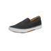 Wide Width Men's Canvas Slip-On Shoes by KingSize in Black (Size 11 W) Loafers Shoes