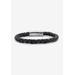 Men's Big & Tall Leather Bracelet by PalmBeach Jewelry in Black