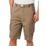 Men's Big & Tall 12" Side Elastic Cargo Short with Twill Belt by KingSize in Dark Khaki (Size 4XL)