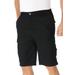 Men's Big & Tall 10" Side Elastic Canyon Cargo Shorts by KingSize in Black (Size 36)