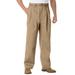 Men's Big & Tall Knockarounds® Full-Elastic Waist Pleated Pants by KingSize in Khaki (Size XL 40)