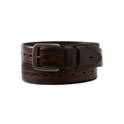 Men's Big & Tall Stitched Leather Belt by KingSize in Brown (Size 72/74)