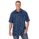 Men's Big & Tall Lightweight Jersey Polo by KingSize in Navy Paisley (Size 6XL)