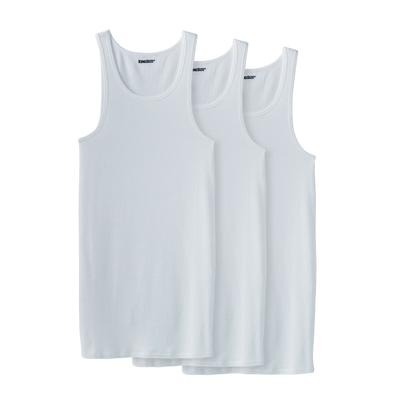Men's Big & Tall Ribbed Cotton Tank Undershirt 3-Pack by KingSize in White (Size 8XL)