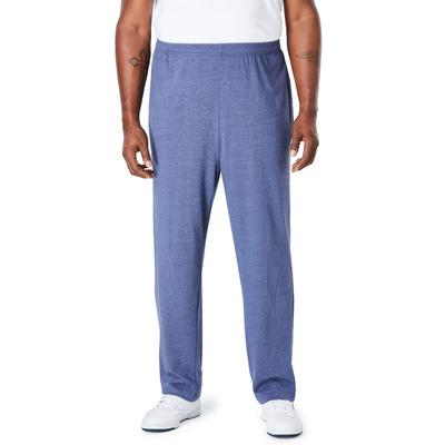 Men's Big & Tall Lightweight Jersey Open Bottom Sweatpants by KingSize in Heather Slate Blue (Size 9XL)