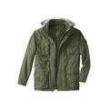 Men's Big & Tall 9 Pocket Twill Utility Jacket with Removable Hood by Boulder Creek in Olive (Size 2XL)