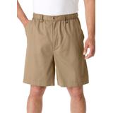 Men's Big & Tall Knockarounds® 8" Full Elastic Plain Front Shorts by KingSize in Khaki (Size 6XL)