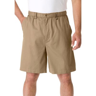 Men's Big & Tall Knockarounds® 8" Full Elastic Plain Front Shorts by KingSize in Khaki (Size 3XL)