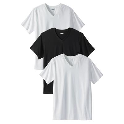 Men's Big & Tall Cotton V-Neck Undershirt 3-Pack by KingSize in Assorted Black White (Size 4XL)