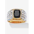 Men's Big & Tall 18K Gold Over Sterling Silver Cubic Zirconia and Onyx Ring by PalmBeach Jewelry in Gold (Size 8)