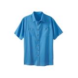 Men's Big & Tall Short-Sleeve Linen Shirt by KingSize in Pacific Blue (Size 4XL)