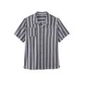 Men's Big & Tall Gauze Camp Shirt by KingSize in Grey Stripe (Size 5XL)