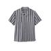 Men's Big & Tall Gauze Camp Shirt by KingSize in Grey Stripe (Size 5XL)