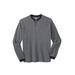 Men's Big & Tall Waffle-Knit Thermal Henley Tee by KingSize in Black Marl (Size 3XL) Long Underwear Top