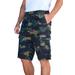 Men's Big & Tall 10" Side Elastic Canyon Cargo Shorts by KingSize in Olive Camo (Size 44)