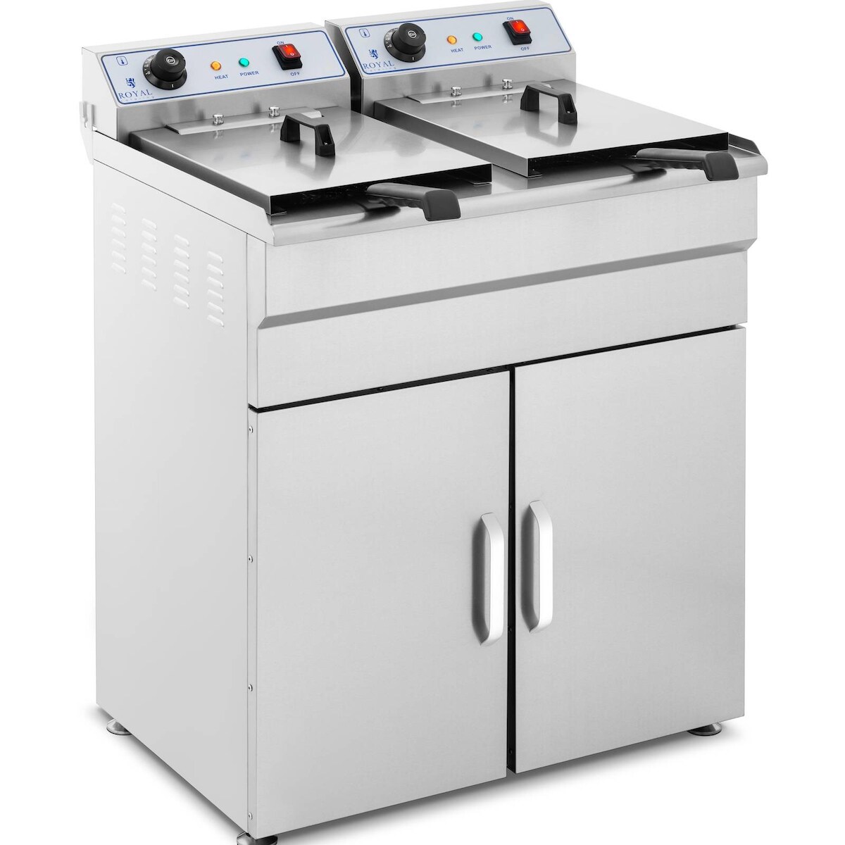Royal Catering Elektro-Doppel-Fritteuse - 2 x 16 l - 12 000 W - 400 V - Unterschrank - Ablasshahn - Image