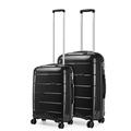 Kono Lightweight Polypropylene 2 Piece Luggage Set 20" Carry-on Hand Cabin Luggage + 24" Medium Suitcase with TSA Lock and YKK Zipper (Black)