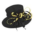 Caprilite Black and Yellow Large Queen Brim Hat Occasion Hatinator Fascinator Weddings Formal