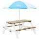 AXI - Nick table Pique Nique avec Parasol marron / blanc Table de Jeu Enfant pour le jardin - Marron