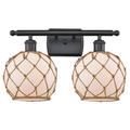 Innovations Lighting Bruno Marashlian Farmhouse Rope 16 Inch 2 Light Bath Vanity Light - 516-2W-BK-G121-8RB-LED