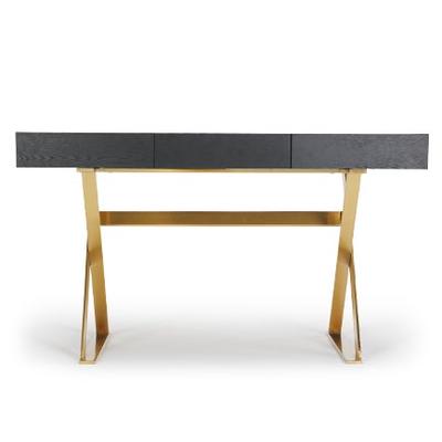 Schreibtisch - Holz & Metall - Braun & Messing - NV GALLERY - TUXEDO