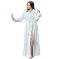 Women Bathrobe Dressing Gown Lightweight Robe for Spa Hotel Sleepwear White M