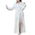 Women Bathrobe Dressing Gown Lightweight Robe for Spa Hotel Sleepwear White M