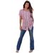 Plus Size Women's Seersucker Big Shirt by Roaman's in Purple Seersucker Stripe (Size 16 W)