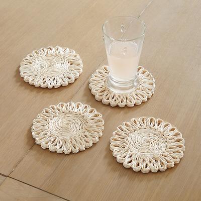 Set of 4 Tulum Scalloped Woven Coasters - Ballard Designs