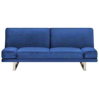 Sofa Marineblau Polsterbezug Samtstoff 2-Sitzer Schlaffunktion Verstellbare Armlehnen Skandinavisch Modern Wohnzimmer