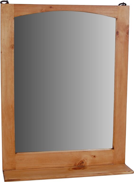 MiaMöbel Mexico Spiegel mit Ablage Glas, Massivholz Pinie Landhaus Mexiko Möbel Mexikanisch Image