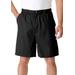 Men's Big & Tall Knockarounds® 8" Full Elastic Plain Front Shorts by KingSize in Black (Size 8XL)