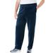 Men's Big & Tall Velour Open Bottom Pants by KingSize in Navy (Size 8XL)