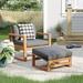 Red Barrel Studio® Patio Chair w/ Cushion & Ottoman Wood in Brown/Gray/White | 32 H x 32.13 W x 30 D in | Wayfair 03495727EB5E4D6CAD0B872F6FDA2DBE