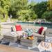 Latitude Run® Agaran 5 Piece Rattan Sectional Seating Group w/ Cushions Metal in Gray | 25 H x 27 W x 29 D in | Outdoor Furniture | Wayfair