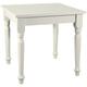 Table non extensible style champêtre en tilleul massif, finition blanche antique L80xPR80xH78 cm